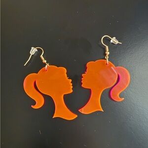 Barbie earrings hot pink acrylic